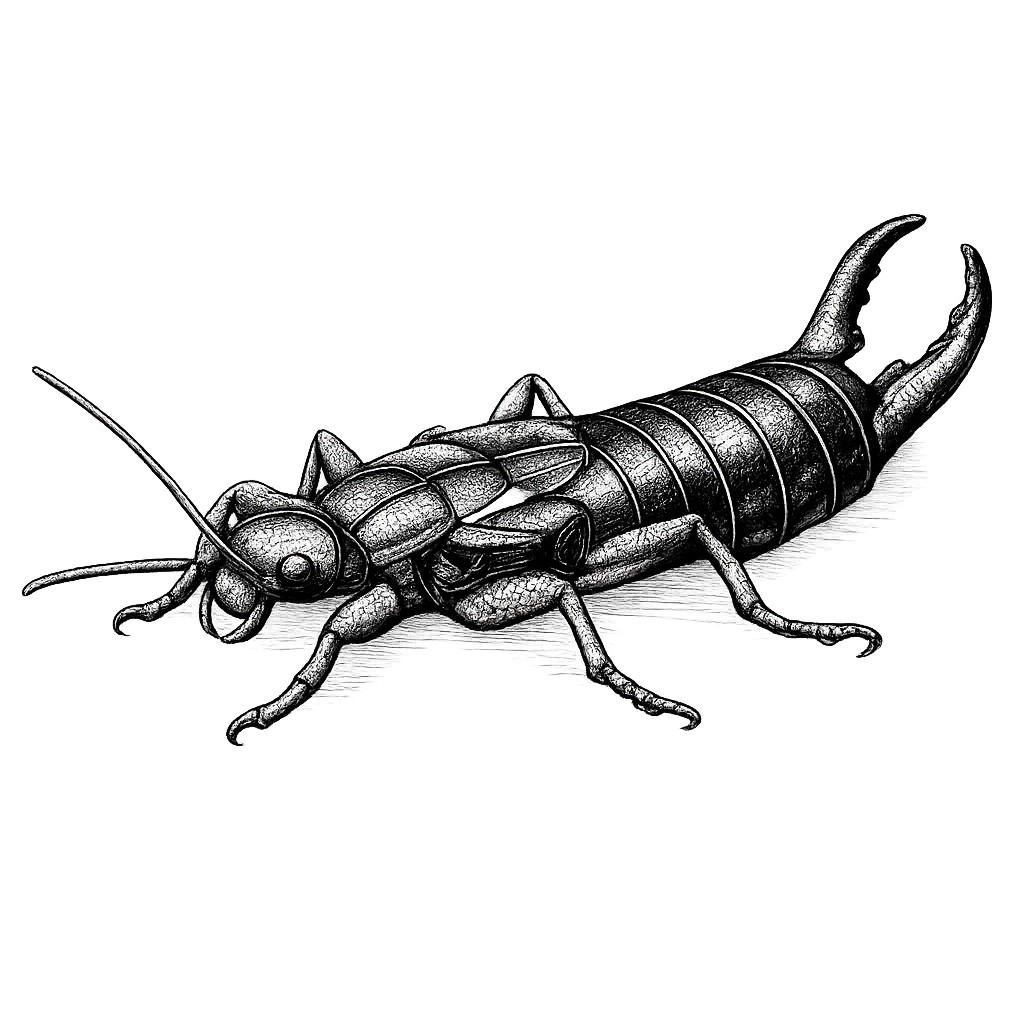 Black and white illustration of an earwig — earwig control services in New Bern NC