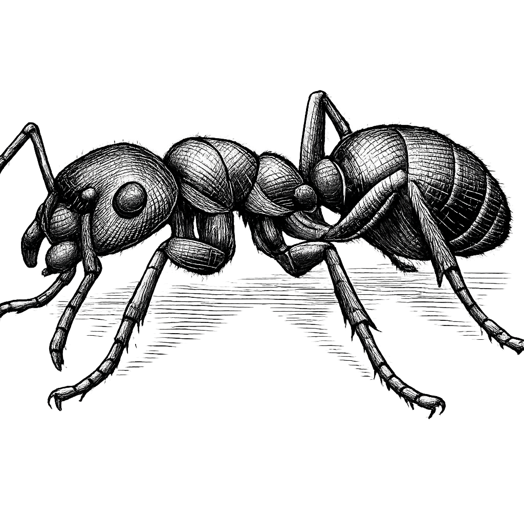 Black and white illustration of an ant — ant control services in New Bern NC